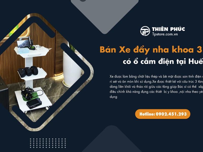 Bán Xe đẩy nha khoa 3 tầng có ổ cắm điện tại Huế