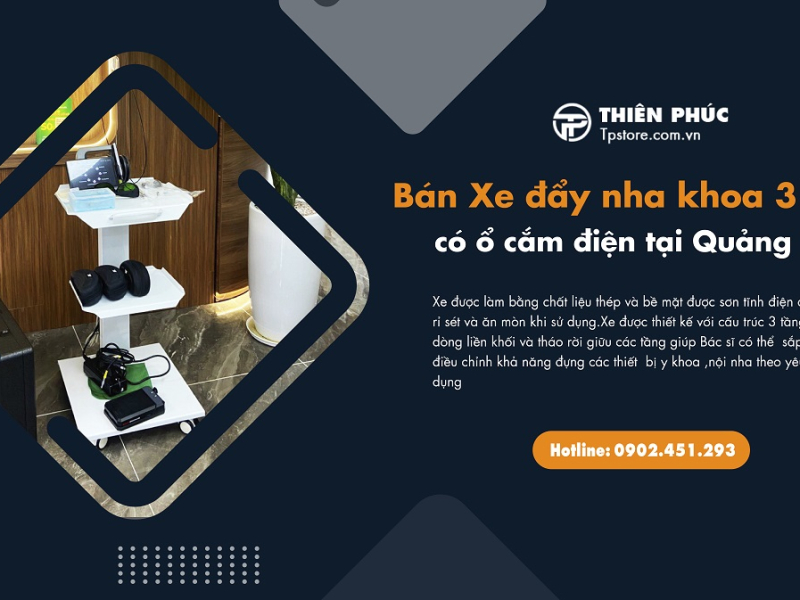 Bán Xe đẩy nha khoa 3 tầng có ổ cắm điện tại Quảng Trị