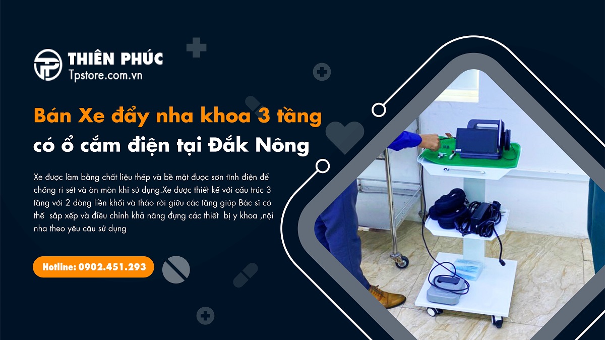 Bán Xe đẩy nha khoa 3 tầng có ổ cắm điện tại Đắk Nông