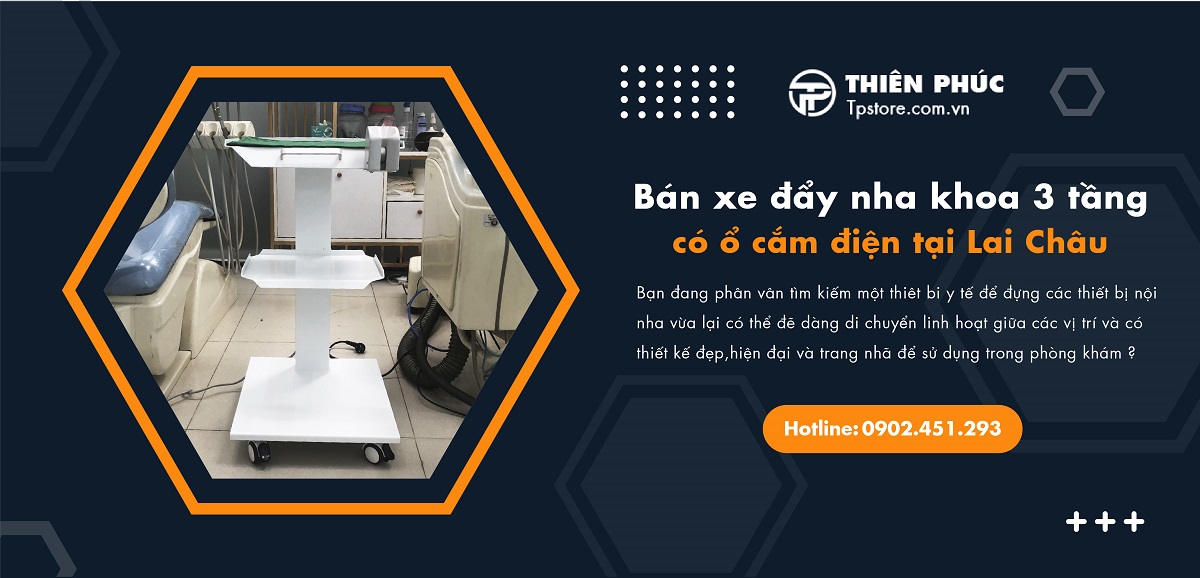 Bán Xe đẩy nha khoa 3 tầng có ổ cắm điện tại Lai Châu