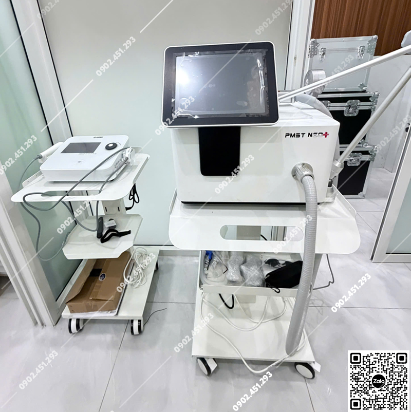 Xe đẩy máy siêu âm vật lý trị liệu đa tần 2 đầu dò