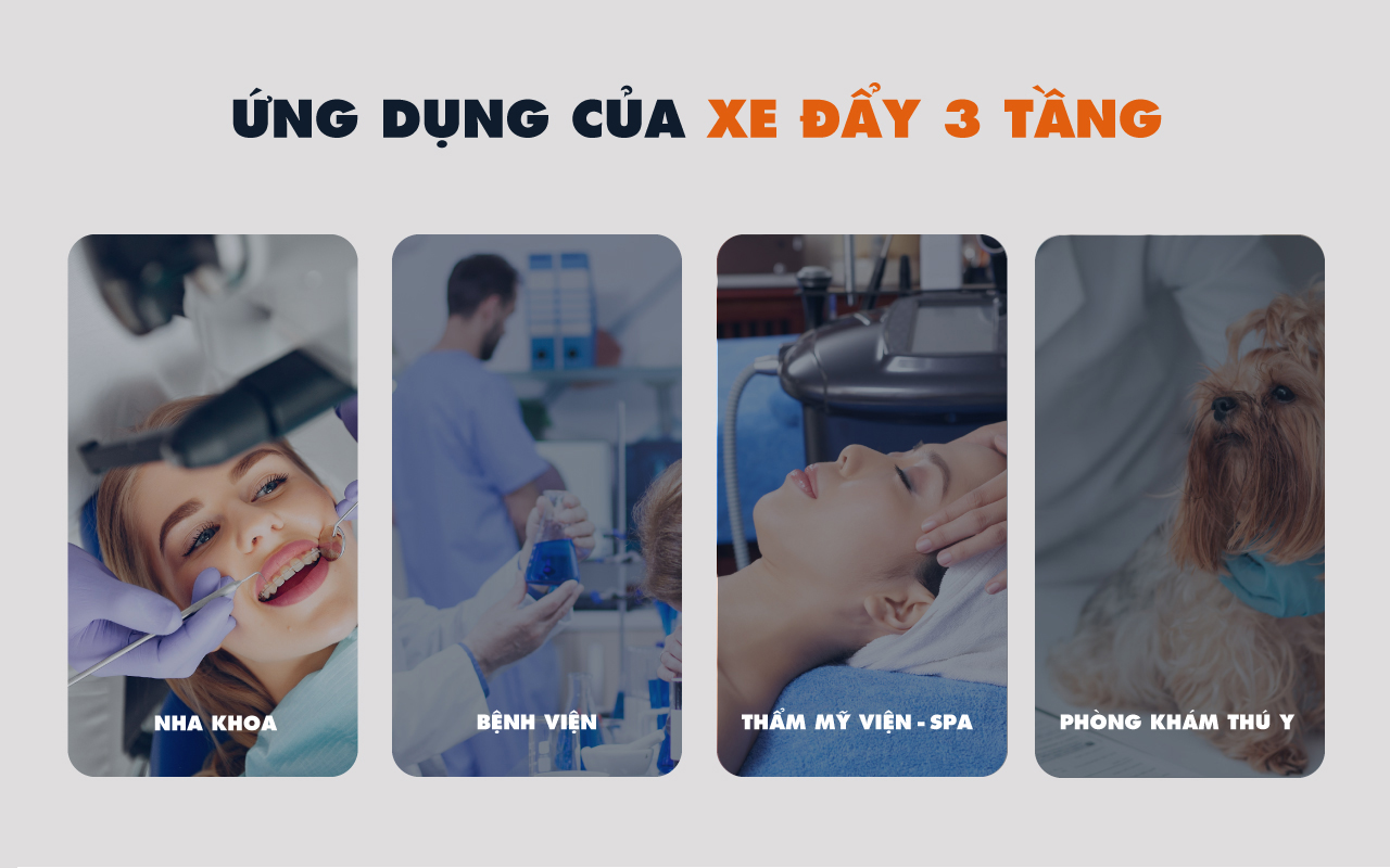 Chức năng của xe đẩy nha khoa 3 tầng