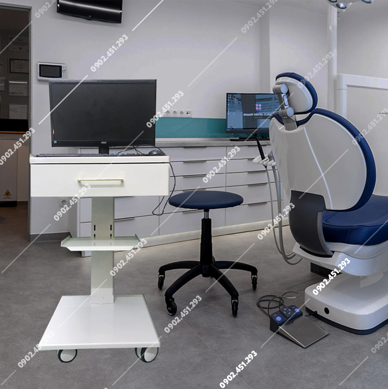 Xe đẩy 3 tầng nha khoa có giá đỡ màn hình máy tính TP06