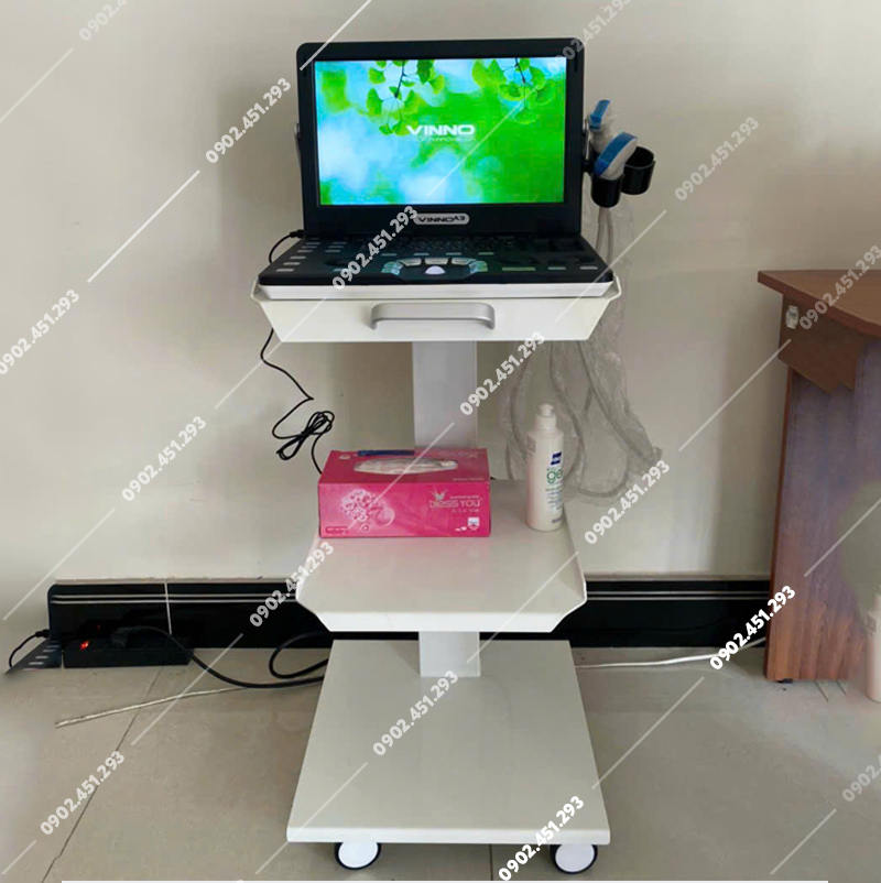 Xe đẩy 3 tầng dùng cho máy siêu âm xách tay
