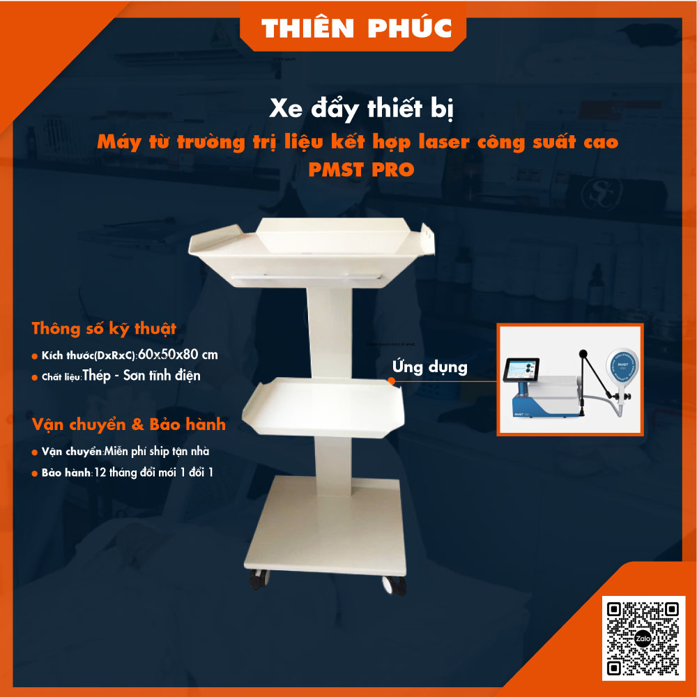 Xe đẩy máy từ trường trị liệu kết hợp với Laser công suất cao PMST PRO